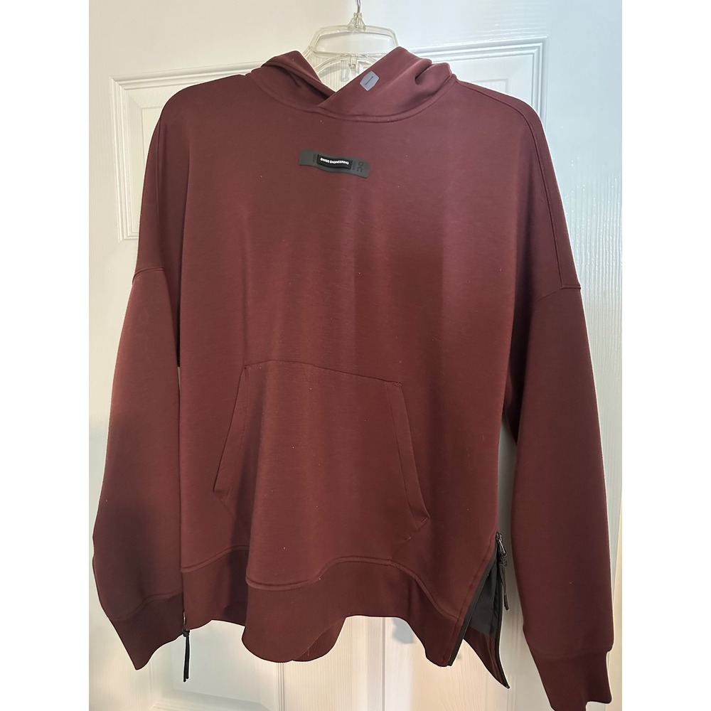 On Running Swiss Engineering Hoodie Burgundy Side Zip Pullover Womens Mulberry